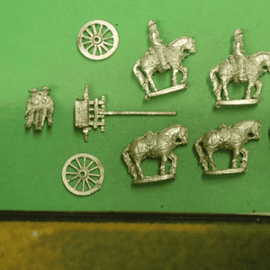 Caisson, 6 horse team, and 2 men seated, kepi